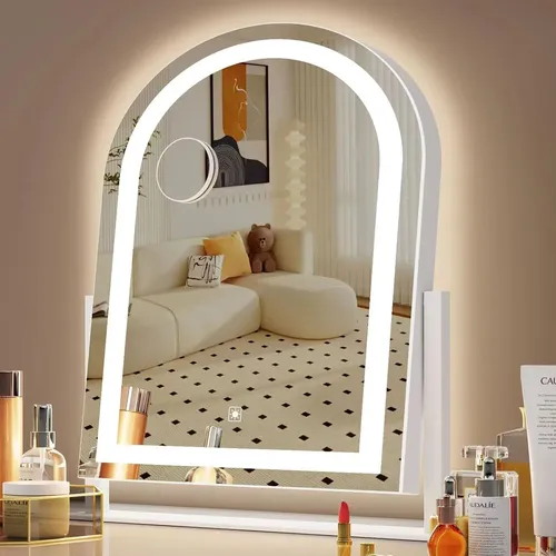 Espejo Maquillaje Led Blanco Grande Con Luz Y Aumento