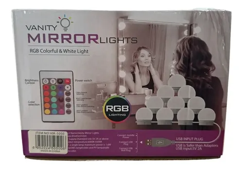 Kit 10 Focos Lamparas Led Rgb Espejo Maquillaje Hollywood