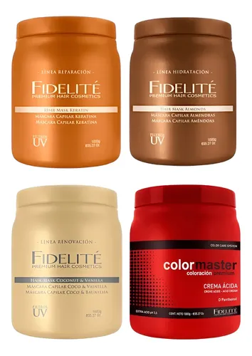 Kit Máscaras Fidelite 1kg Keratina Coco Almendra Acida Bomba