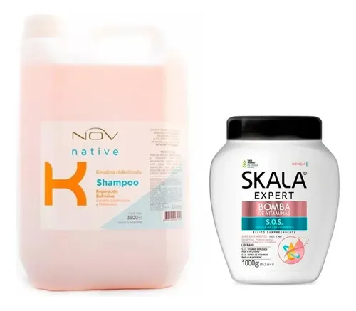 Shampoo Keratina Nov + Baño Skala Bomba De Vitaminas