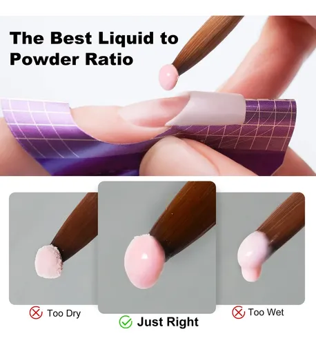 Kit Uñas Acrílicas Profesional Con Luz Uv Blanco Nude