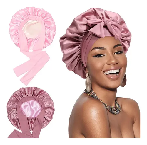 A Gorro Turbante Satén For Dormir 2 Piezas Rosa . Pink-2pcs