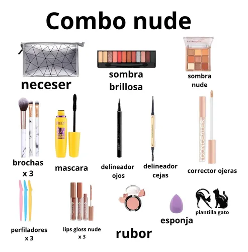 Set Maquillaje Uso Diario Sombras Satinadas Look Casual X12