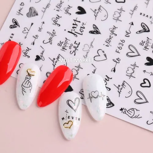 Stickers Autoadhesivos Para Uñas – Corazones – Nail Art