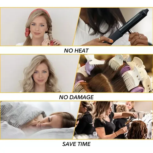 2 Curly Ondas En Cabello Rizos Sin Calor Tubo + 4
