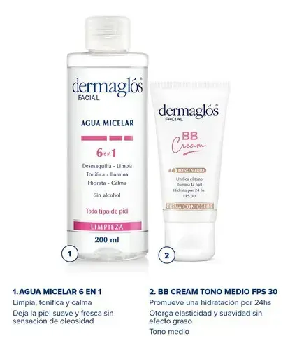 Kit Dermaglós Agua Micelar + Bb Tono Medio