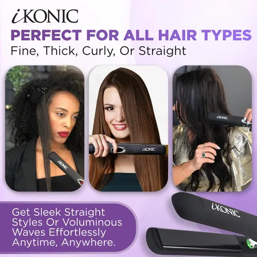 Alisador De Pelo De Cerámica 100% Turmalina Ikonic & Negro