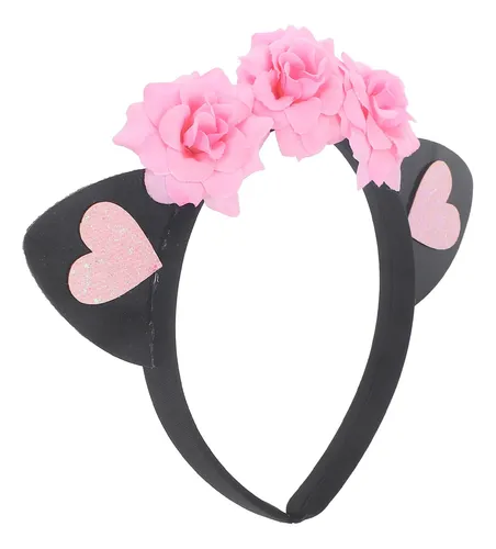 Diadema De Orejas De Gato, Accesorio Lindo Para El Cabello Black And Pink
