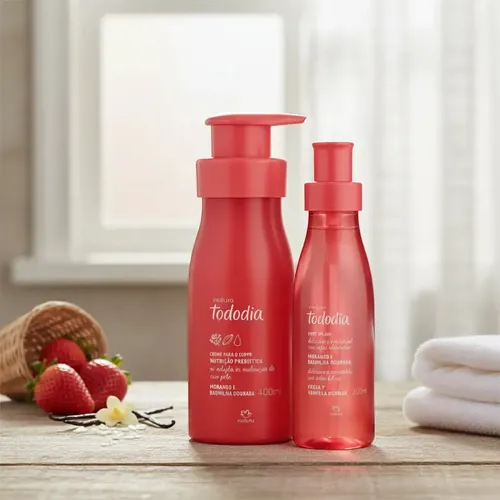 Kit Natura Tododia Fresa y Vainilla: Hidratante Corporal y Body Splash