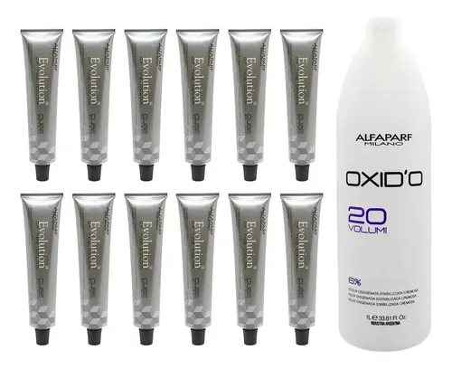 Alfaparf Evolution Kit X12 Tinturas + Oxidante 1000ml Tono A Elección
