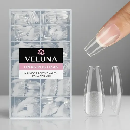 Tips De Uñas Acrílicas Profesionales Alta Calidad X120u Color Transparente Coffin Medianas