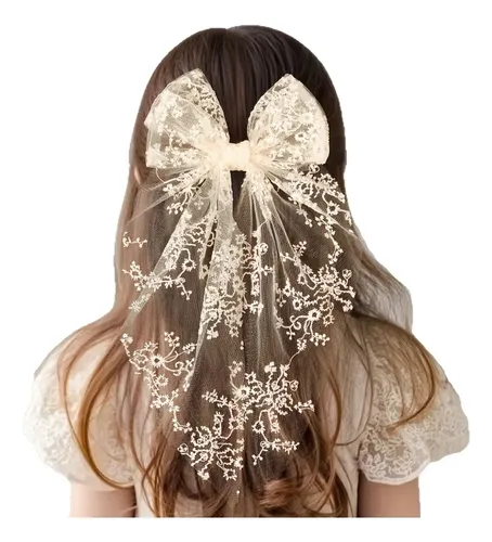 Coletero De Encaje Con Moño Para Mujeres Y Niñas 1 Uds Blanquecino Lace