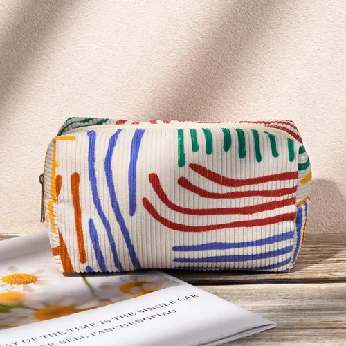 Soidram 2 Piezas Rayas Bolsa De Maquillaje Cosmética Grande