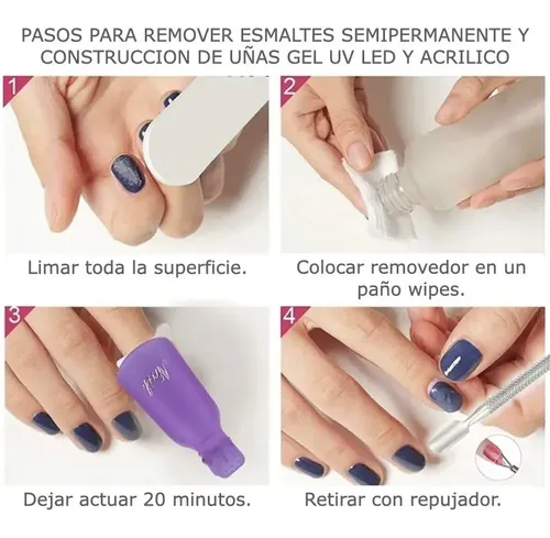Kit Removedor Uv Esmalte Semipermanente Broches Wipe Gel 500