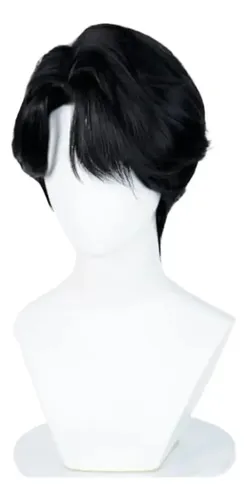 Peluca Corta Negra Para Cosplay Hombre