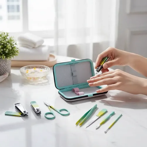 Set Manicura 7 Piezas Con Estuche Portátil Rígido Kit 11cm
