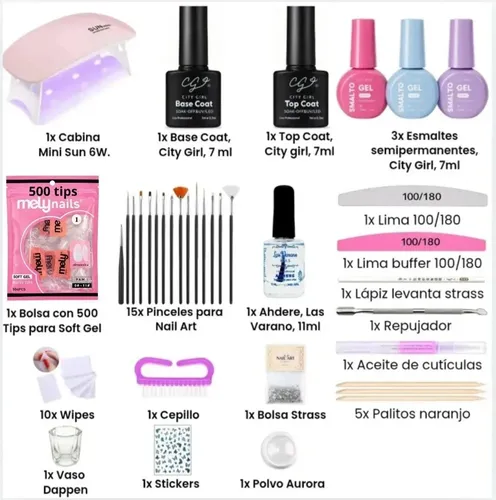 Kit Profesional Completo Uñas Soft Gel Led Uv X57u.