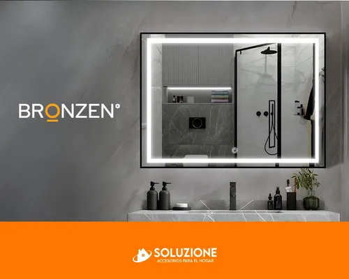 Espejo Premium Horizontal Rectangular Luz Led Frontal 90×70