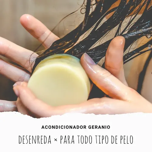 Acondicionador Solido Natural Vegano Geranio 80gr Pelo Seco