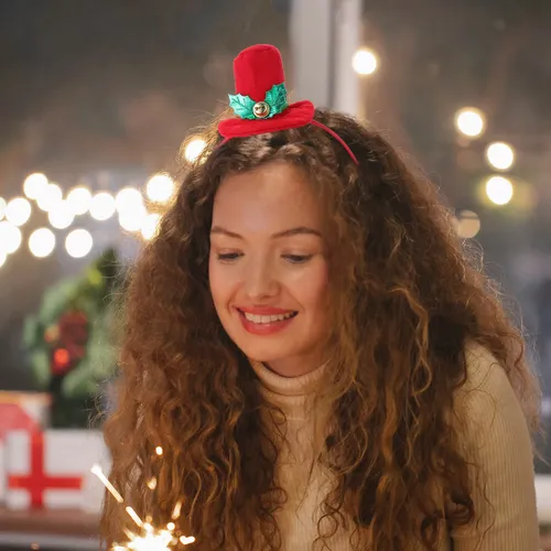 Aros De Pelo Mini Sombrero Rojo Xmas 4 Piezas