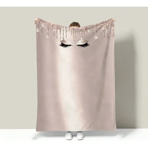 1 Manta Glamorosa Con Estampado De Pestañas Sintéticas Con D