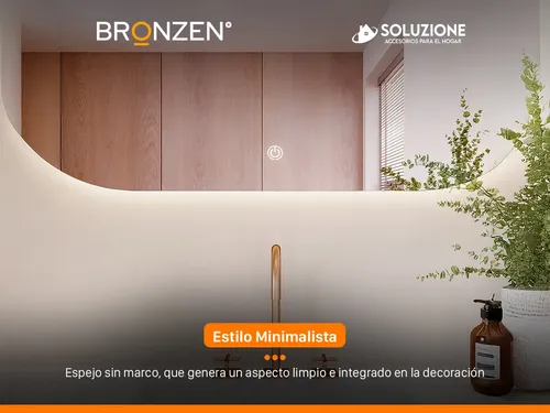 Espejo Premium Horizontal Ovalado Luz Led Trasera 100 X 60cm