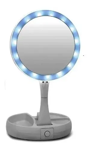 Espejo Redondo Luz Led Maquillaje Doble Plegable My Foldaway