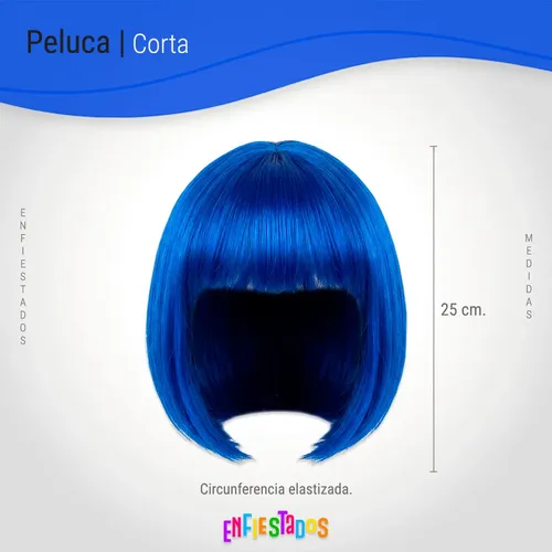 Peluca Lacio Corto Carre Corta Colores Disfraz Cotillon