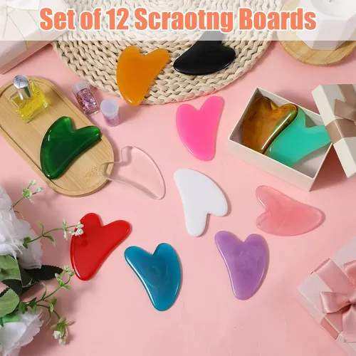 Set 24 Gua Sha Corazón Colores Masaje Facial Y Corporal