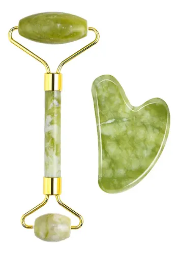 Jade Roller Masajeador Facial Y Piedra Gua Sha Skin Care