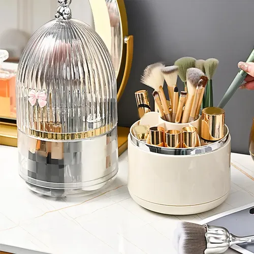 Organizador Giratorio Para Maquillaje Con Tapa Que Gira 360°