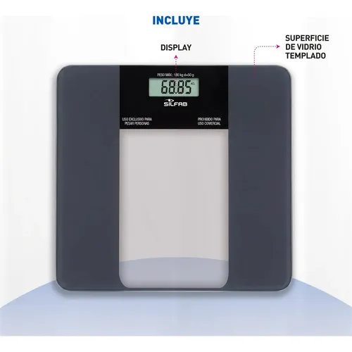 Balanza Digital Personal Ultra Prex Silfab Bd-p202 Gris Oscuro