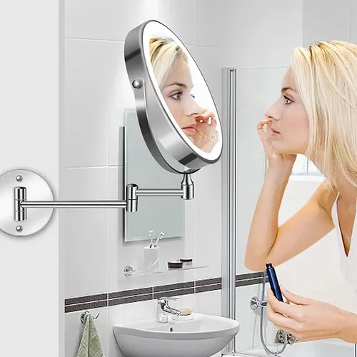 Espejo De Doble Cara Para Baño O Tocador De Pared Recargable