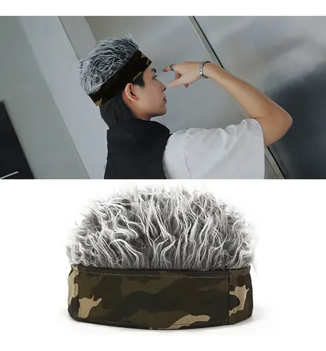 G/ Diadema De Pelo Falso Para Hombres En Negro Y Gris