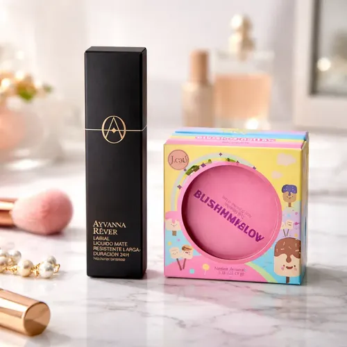Kit Maquillaje: Labial Líquido Mate Ayvanna Y Rubor J Cat