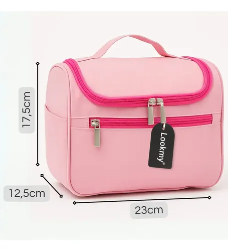 Neceser De Viaje Rosa Soft Lookmy | Porta Costméticos Y Maquillaje Con Percha | Bolso De Baño |