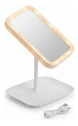 Espejo Maquillaje Led Luz Usb 360° Botón Táctil Ajustable