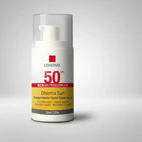 Protector Solar Lidherma Hipoaler. F50 Toque Seco Facial