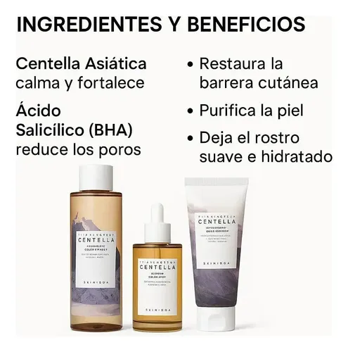 Set Skincare Centella 3 Pasos: Tónico, Suero Y Crema Wy