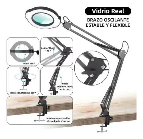 Lámpara Led De Lupa, 5 Colores, Alimentada Por Usb, Brazo Aj