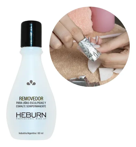 Removedor Esmalte Semi Acrílico Uñas Esculpidas Heburn 60ml
