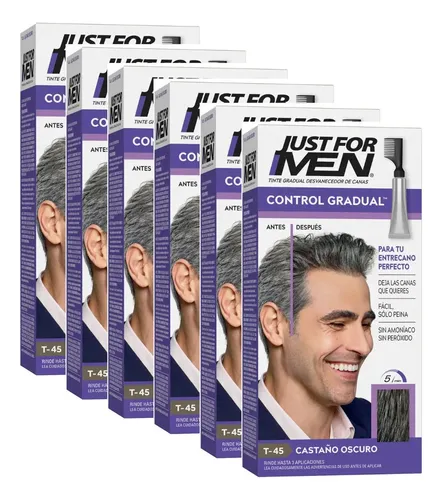 Pack Tintura Just For Men Control Gradual Castaño Oscuro 6 Unidades