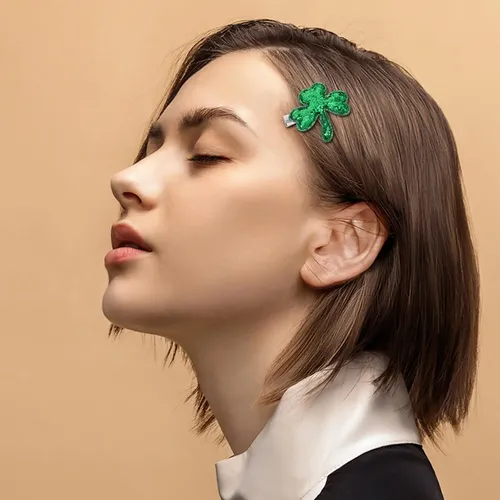 6 Clips De Pelo De Aleación Verde Para Día De San Patricio