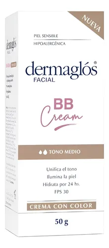 Dermaglos Bb Cream Facial Con Color Tono Medio Fps30 50 G