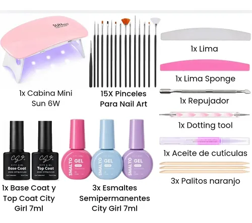 Kit Uñas Semipermanentes Básico Cabina Led Uv Profesional
