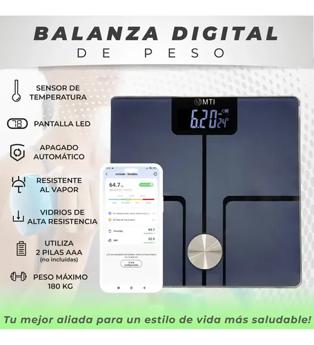 Balanza Digital Baño Mti Bluetooth Personal Corporal 180kg