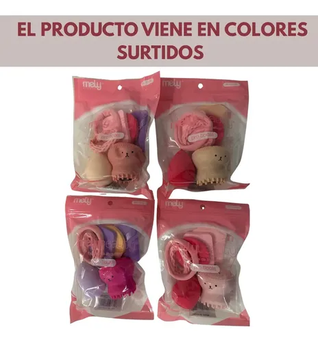 Set Esponjas Para Maquillaje X4 Colitas Y Exfoliante