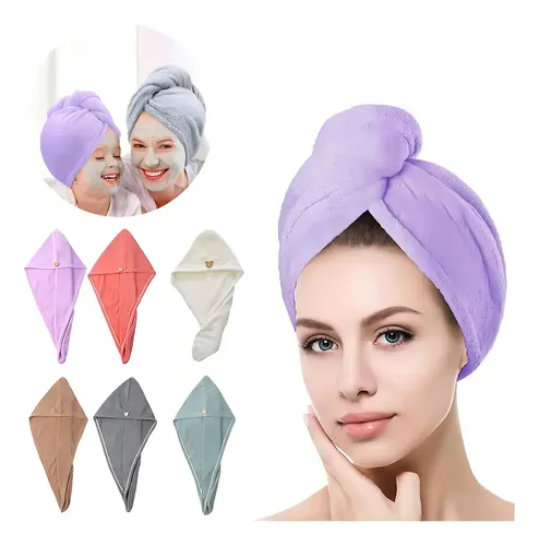 Toalla De 6 Gorras, Turbante, De Secado Rápido Para Cabello