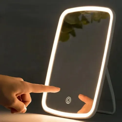 Espejo Maquillaje Portátil Luz Led Táctil 3modos Recargable