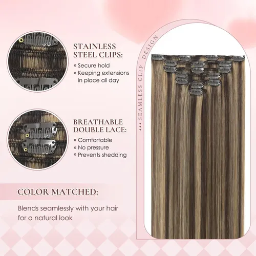Extensiones De Cabello Humano Real 55cm 7pcs 105g #4p27